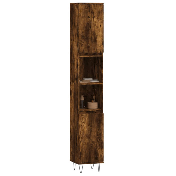 Armario de baño madera contrachapada roble ahumado 30x30x190 cm M 3