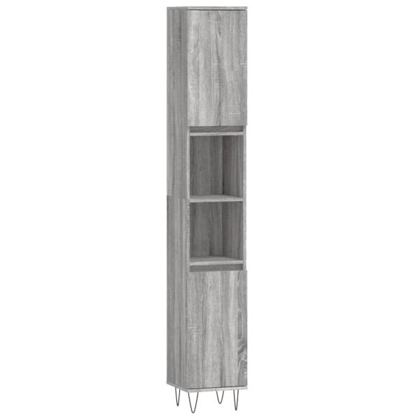 Armario de baño madera contrachapada gris Sonoma 30x30x190 cm M 2