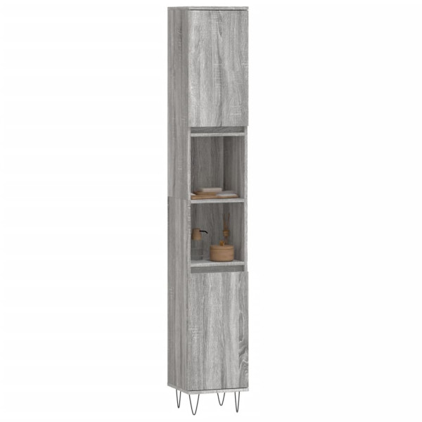 Armario de baño madera contrachapada gris Sonoma 30x30x190 cm M 3