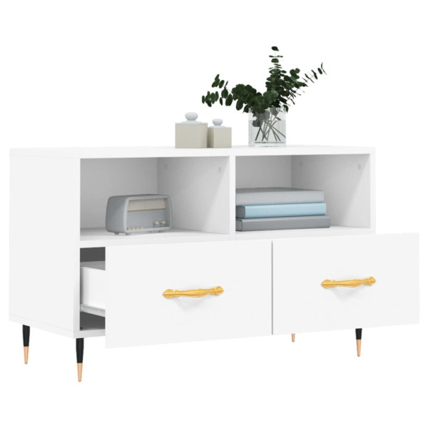 Mueble para TV madera contrachapada blanco 80x36x50 cm M 4