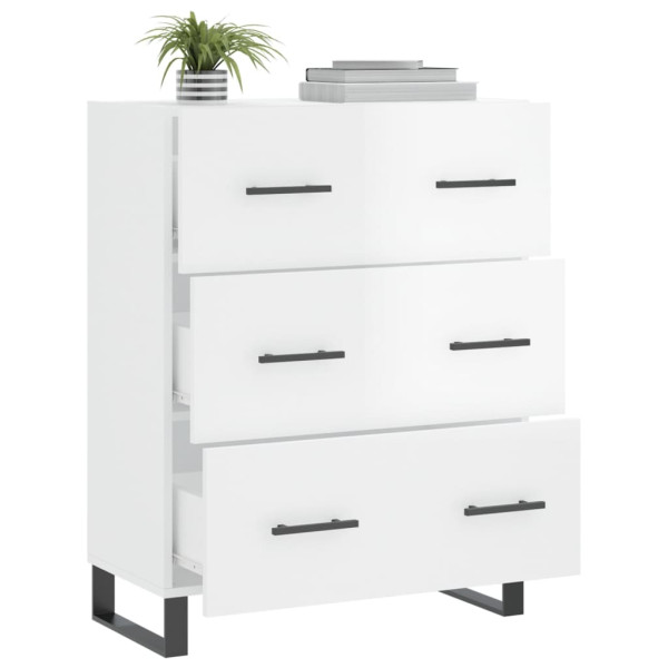 Aparador de madera contrachapada blanco brillante 69.5x34x90 cm M 4