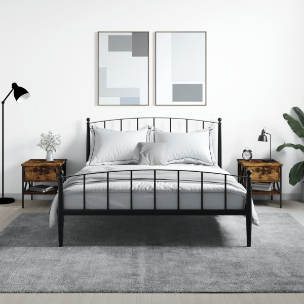 Mesitas noche 2 uds madera ingeniería roble ahumado 40x42x45 cm D