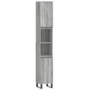 Armario de baño madera contrachapada gris Sonoma 30x30x190 cm H