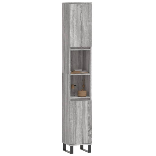 Armario de baño madera contrachapada gris Sonoma 30x30x190 cm M 3