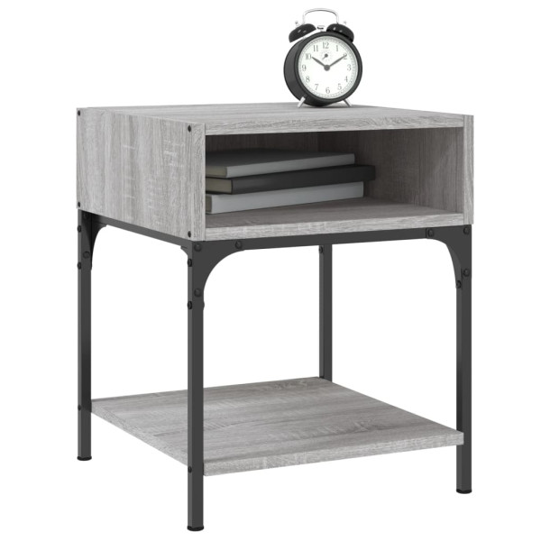 Mesita de noche 2 uds madera ingeniería gris Sonoma 40x41x50 cm M 3