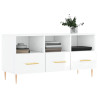Mueble de TV madera contrachapada blanco brillo 102x36x50 cm 3