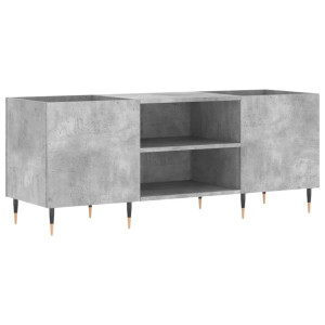 Mueble discos madera contrachapada gris hormigón 121x38x48 cm H