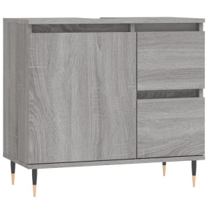 Armario de baño madera contrachapada gris Sonoma 65x33x60 cm H
