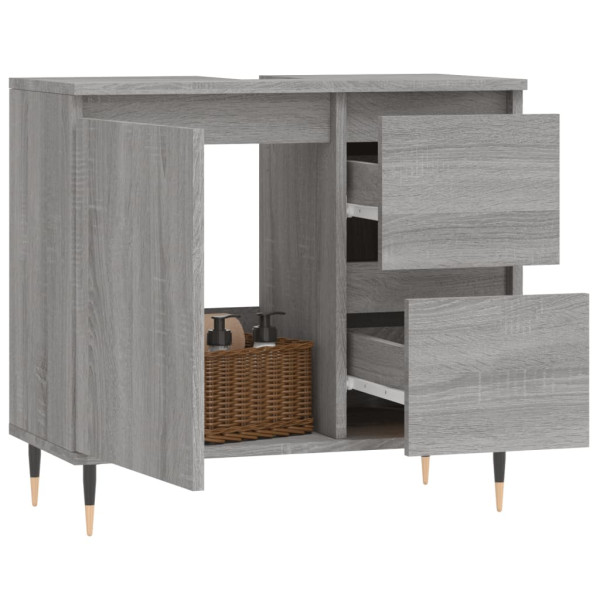 Armario de baño madera contrachapada gris Sonoma 65x33x60 cm M 3