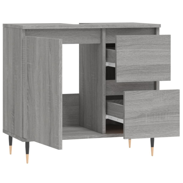 Armario de baño madera contrachapada gris Sonoma 65x33x60 cm M 4