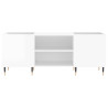 Mueble discos madera contrachapada blanco brillo 121x38x48 cm 4