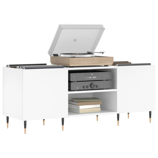 Mueble para discos madera contrachapada blanco 121x38x48 cm M 3