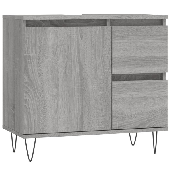 Armario de baño madera contrachapada gris Sonoma 65x33x60 cm M 2