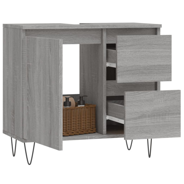 Armario de baño madera contrachapada gris Sonoma 65x33x60 cm M 3