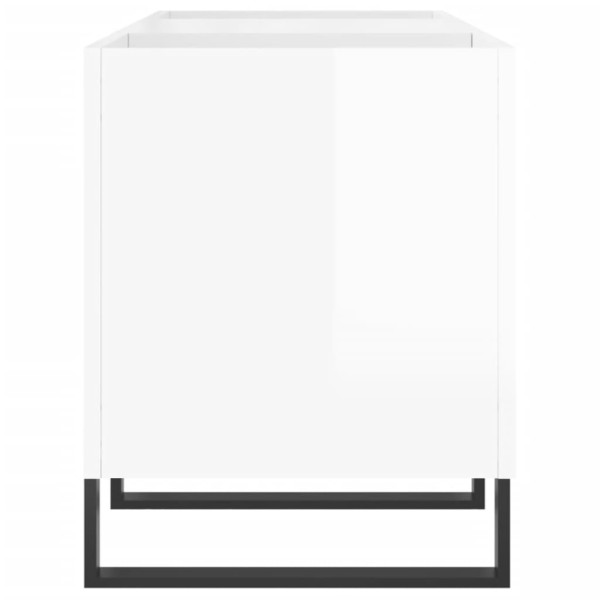 Mueble discos madera contrachapada blanco brillo 121x38x48 cm M 5
