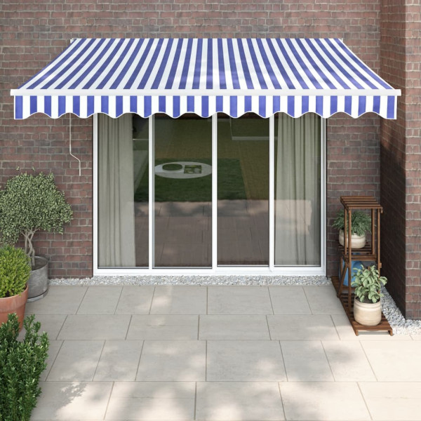 Toldo retráctil automático azul y blanco 3.5x2.5 m D