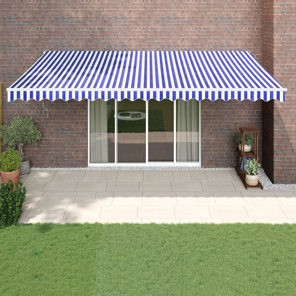 Toldo retráctil automático azul y blanco 5x3 m D