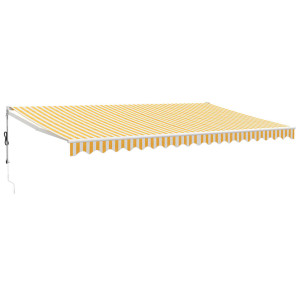 Toldo retráctil automático amarillo y blanco 5x3 m H