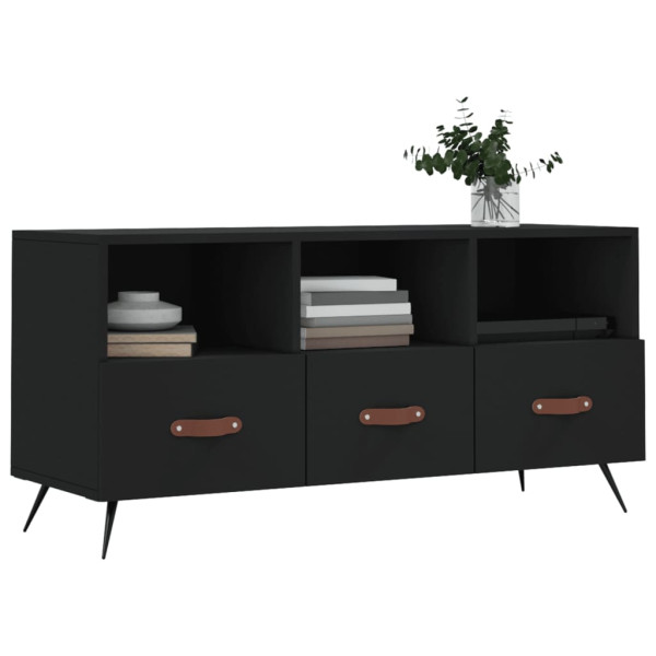 Mueble de TV madera de ingeniería negro 102x36x50 cm M 3