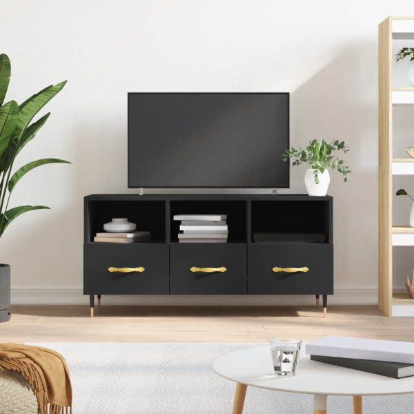 Mueble de TV madera de ingeniería negro 102x36x50 cm D
