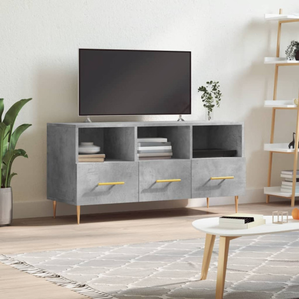 Mueble de TV madera de ingeniería gris hormigón 102x36x50 cm D