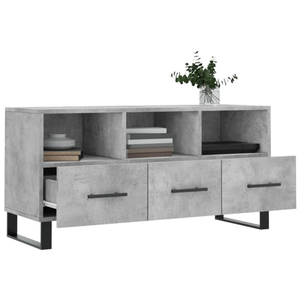 Mueble de TV madera de ingeniería gris hormigón 102x36x50 cm M 4