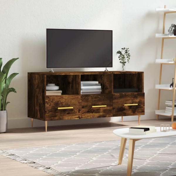 Mueble de TV madera de ingeniería roble ahumado 102x36x50 cm D