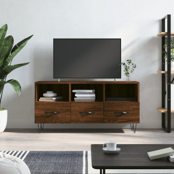 Mueble de TV madera de ingeniería marrón roble 102x36x50 cm D