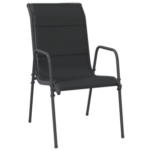 5 pcs conjunto de jantar para jardim aço e textilene preto H