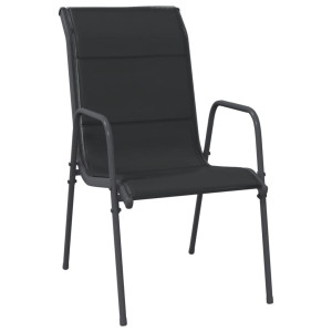 5 pcs conjunto de jantar para jardim aço e textilene preto H