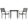 Juego de comedor para jardín 3 piezas acero y textilene negro 1