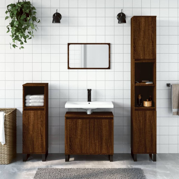 Armario de baño madera de ingeniería marrón roble 58x33x60 cm D