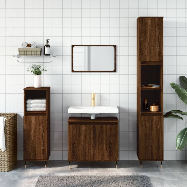 Armario de baño madera de ingeniería marrón roble 58x33x60 cm D