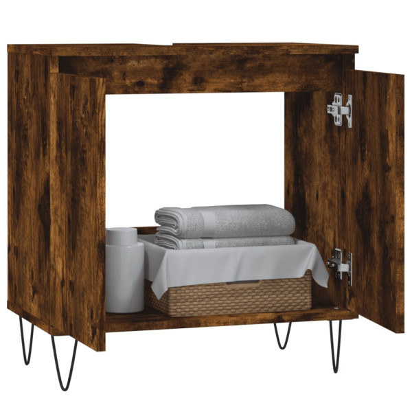 Armario de baño madera de ingeniería roble ahumado 58x33x60 cm M 3