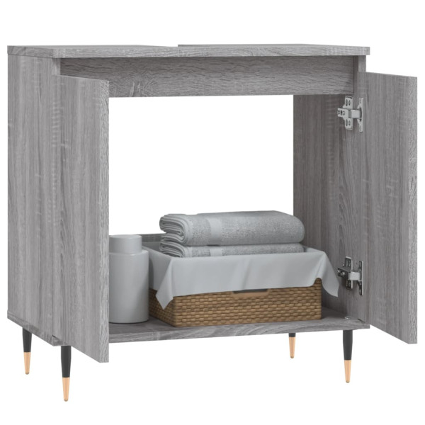 Armario de baño madera de ingeniería gris Sonoma 58x33x60 cm M 3