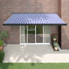 Toldo retráctil aluminio y tela azul y blanco 4x3 m 1
