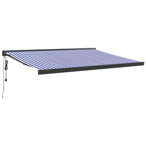 Toldo retrátil 4x3 m tecido e alumínio azul e branco M 2