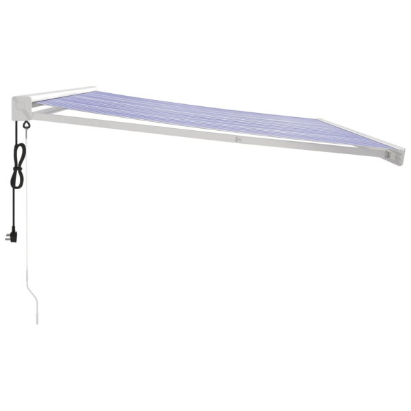 Toldo retrátil 4x3 m tecido e alumínio azul e branco M 4