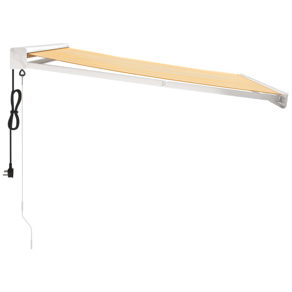 Toldo retrátil 3x2.5 m tecido e alumínio amarelo e branco M 4