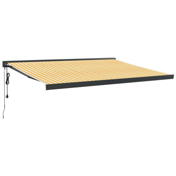 Toldo retráctil aluminio y tela amarillo y blanco 4.5x3 m M 2