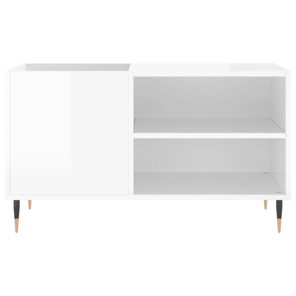 Mueble de discos madera de ingeniería blanco brillo 85x38x48 cm M 4