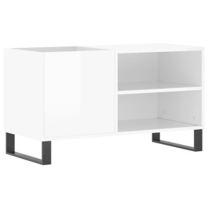 Mueble de discos madera de ingeniería blanco brillo 85x38x48 cm H