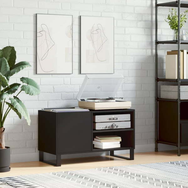 Mueble de discos madera de ingeniería negro 85x38x48 cm D