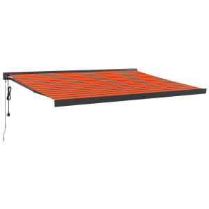 Toldo retráctil aluminio y tela naranja y marrón 4x3 m H