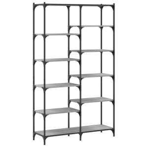 Estantería hierro y madera ingeniería gris Sonoma 100x32x170 cm H