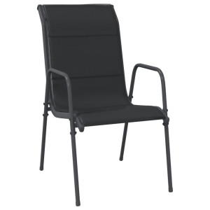 9 pcs conjunto de jantar para jardim aço e textilene preto H