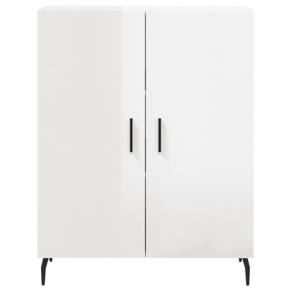 Aparador de madera contrachapada blanco brillante 69.5x34x90 cm M 5