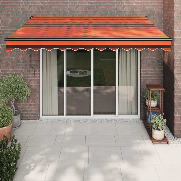 Toldo retráctil automático naranja y marrón 3.5x2.5 m D