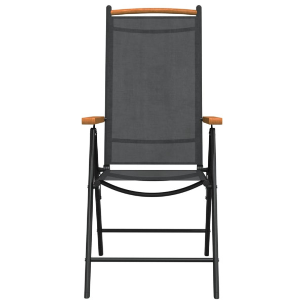 Juego de comedor para jardín 7 piezas aluminio negro M 5