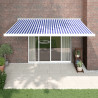 Toldo retrátil 4x3 m tecido e alumínio azul e branco 1